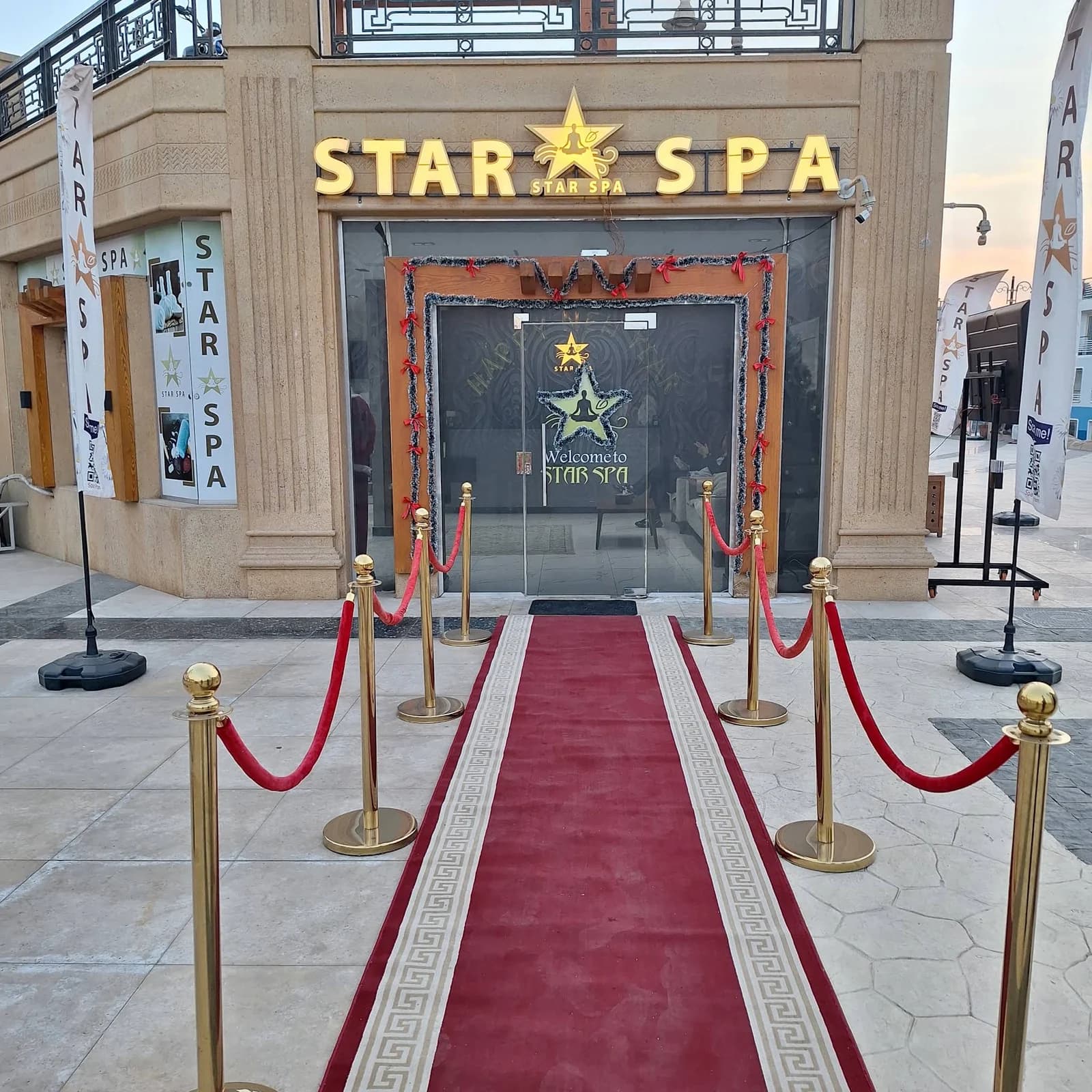 The red-carpet entrance to Star Spa in Luxor