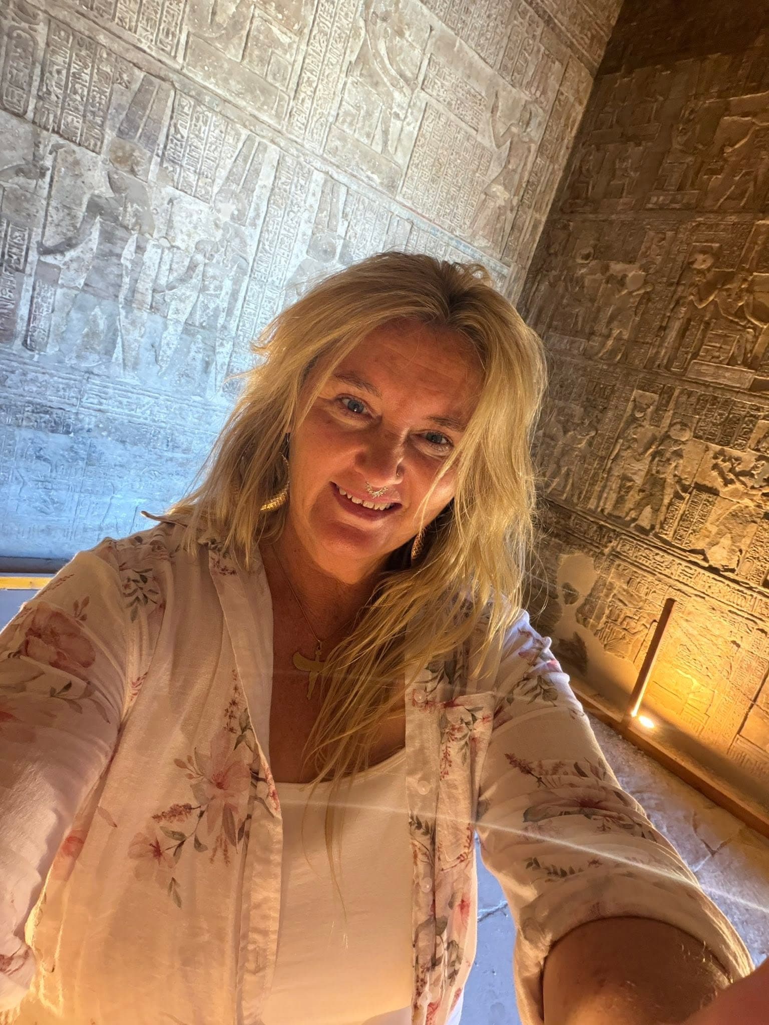 Nic inside an ancient Egyptian temple